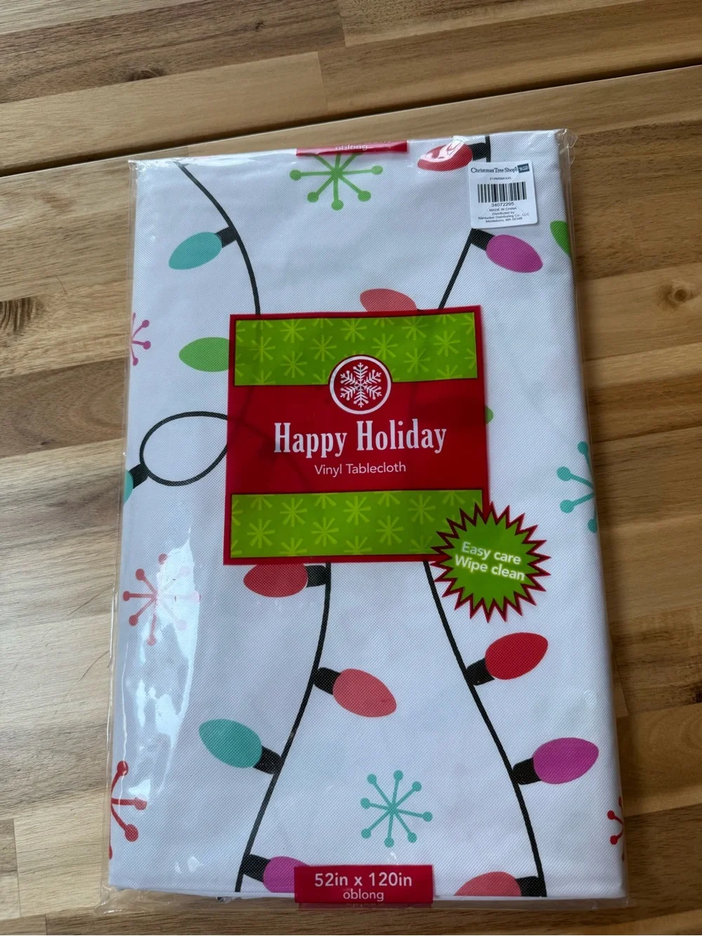 Vinyl Tablecloth - White with Multicolor Lights